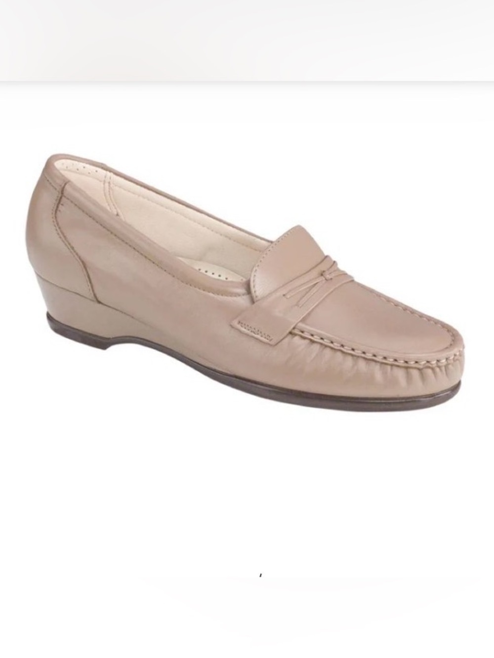 SAS Tripad Comfort Footbed Women's Beige Leather Loafers Wedge Heels Sz 9.5 N